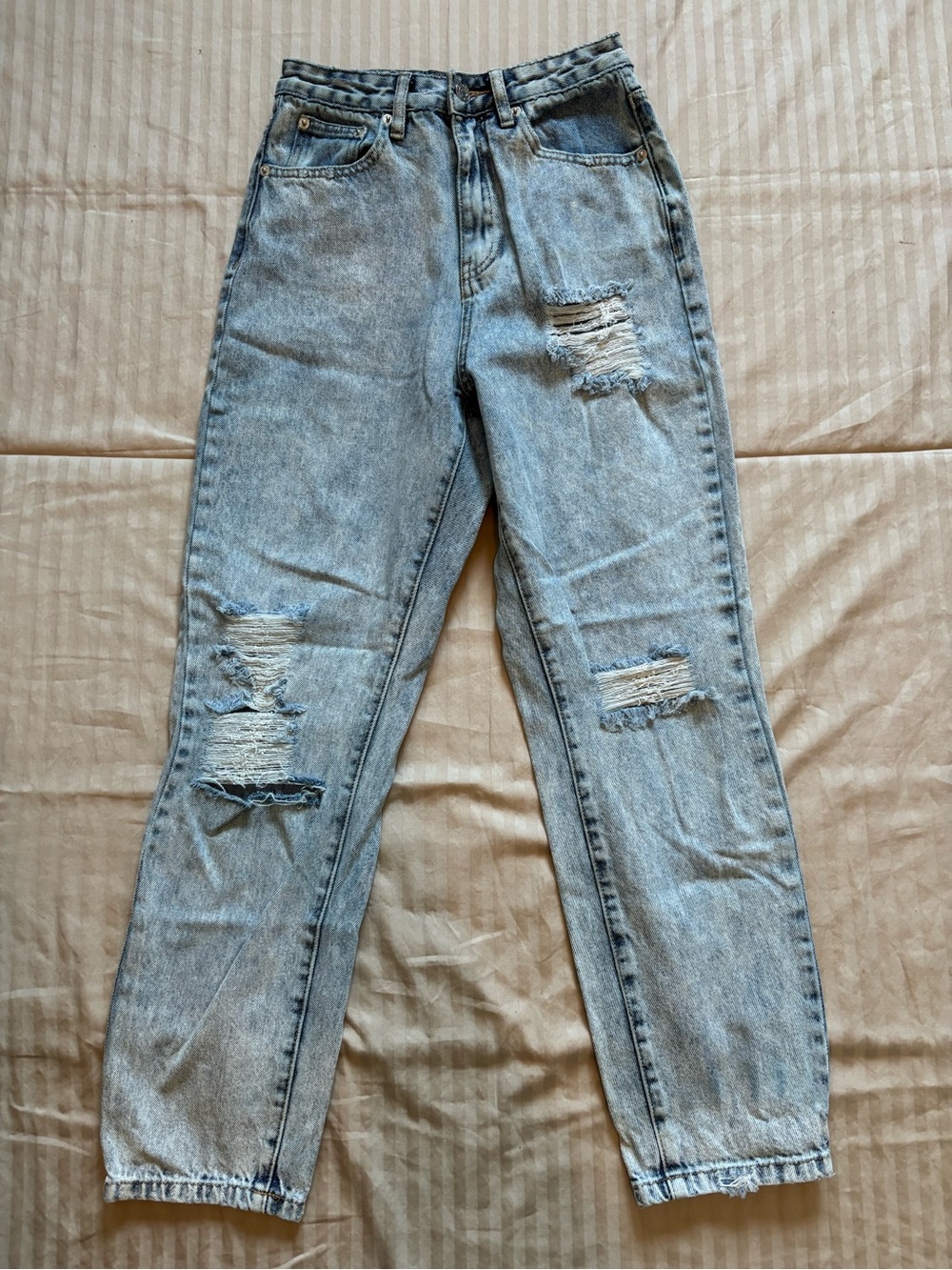 White Fox Boutique Women’s S High Rise Straight Leg Jeans Acid Wash Y2K